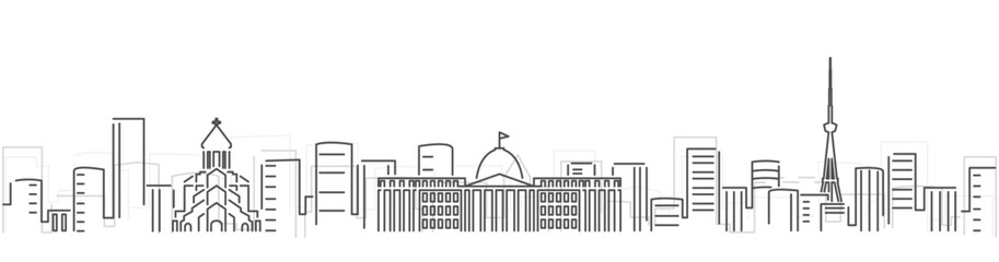 Tbilisi Simple Dark Lines Skyline on White Background