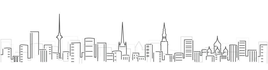 Tallinn Simple Dark Lines Skyline on White Background