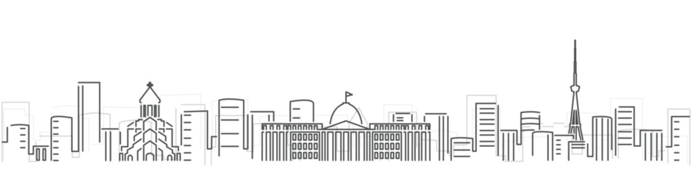 Tbilisi Simple Dark Lines Skyline on White Background