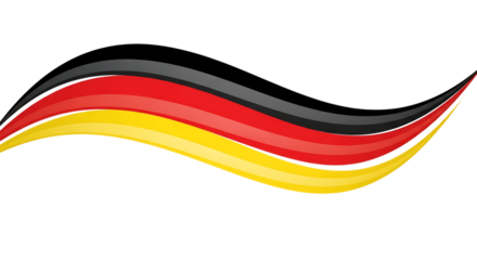 Abstract wavy German flag design with black background germany flowing isolated on a transparent background