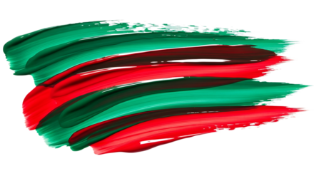 Abstract Brush Strokes in Italian Flag Colors Green White Red on Black Background paint isolated on a transparent background