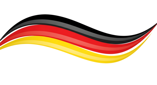 Abstract wavy German flag design with black background germany flowing isolated on a transparent background