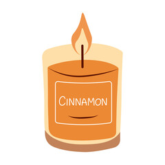 Cozy candle with cinnamon scent. Perfect for hygge, home decor, autumn aroma, and warm atmosphere [Converted]