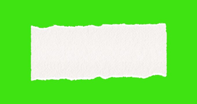 Ripped, Torn Paper Transition On Green Screen Background. Animation, Video Effects, Overlay, Stop Motion. Paper Tear Texture Overlay.