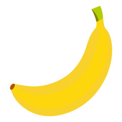 Bright yellow banana fruit silhouette isolated on white background