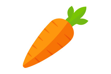 A vibrant orange carrot with green leafy tops silhouette isolated on white background