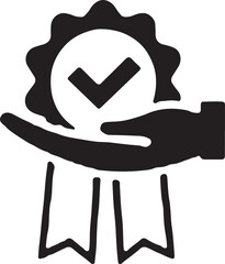 Quality award ribbon icon representing certification and guarantee 
