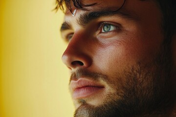 Sad man looking forward