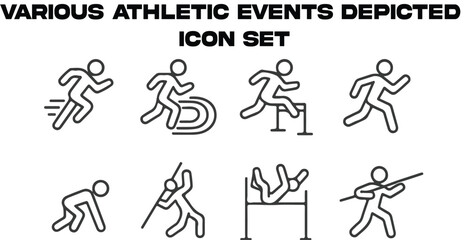 Various athletic events depicted in simple line