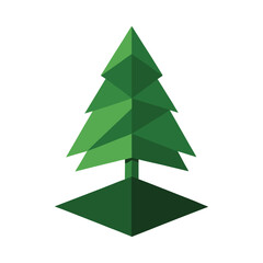 Geometric green pine tree illustration with flat design style