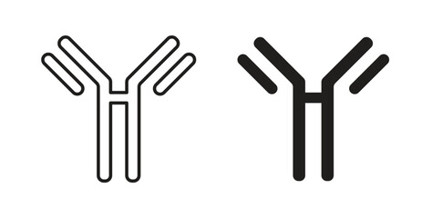 Antibody icons with simple flat and thin stroke style