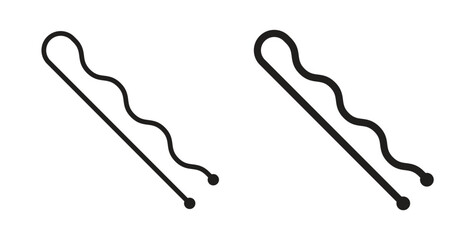 Bobby pin icons with simple flat and thin stroke style