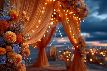 Fototapeta premium Luxurious wedding gate floral decor high resolution picture