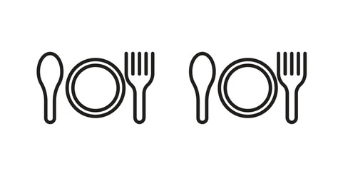 Canteen icons with simple flat and thin stroke style