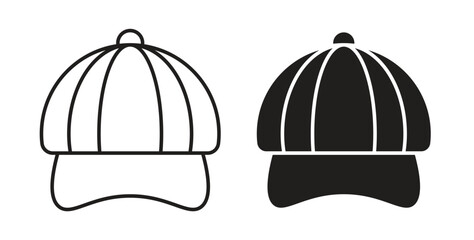Cap icons with simple flat and thin stroke style