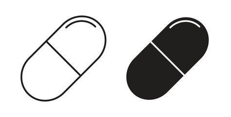 Capsule icons with simple flat and thin stroke style