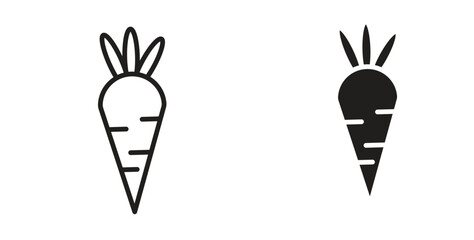 Carrot icons with simple flat and thin stroke style