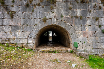 Fototapeta premium Kaunos (Carian: Kbid Lycian: Xbide Ancient Greek: Καῦνος; Latin: Caunus) ancient city was a city of ancient Caria and in Anatolia, a few kilometres west of the modern town of Dalyan. Amphitheatre area