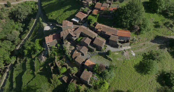 Talasnal, a traditional schist village nestled in the Lous&atilde; mountains, Portugal 