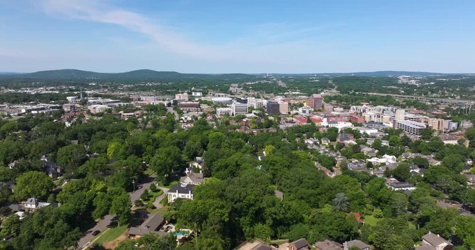Aerial view of Huntsville, Alabama. American city old historical architecture. USA panoramic cityscape.