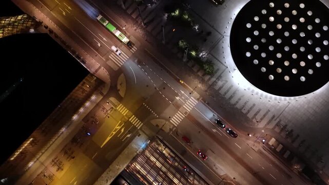 Urban skyline of Hyllie Malm&ouml; captured in poetic aerial twilight