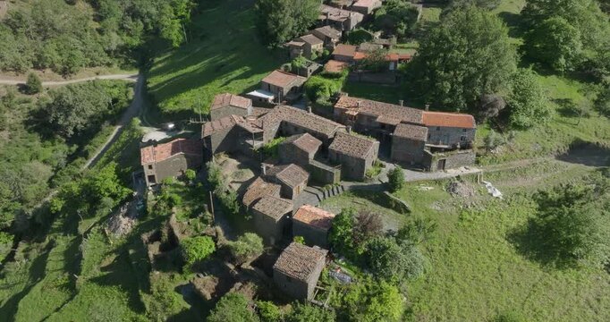 Talasnal, a traditional schist village nestled in the Lous&atilde; mountains, Portugal 