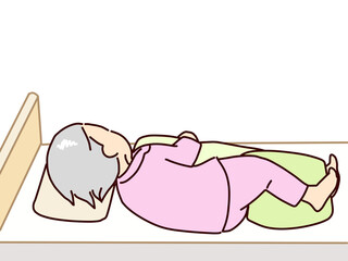 介護　体位変換をする。側臥位