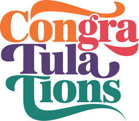 Congratulations Script Text Multicolored Calligraphy Greeting Celebration Isolated Background