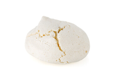 Homemade meringue cookie isolated on white. Close-up