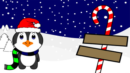 christmas cartoon baby penguin background in vector art