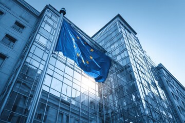 European Union Flag Waving Proudly