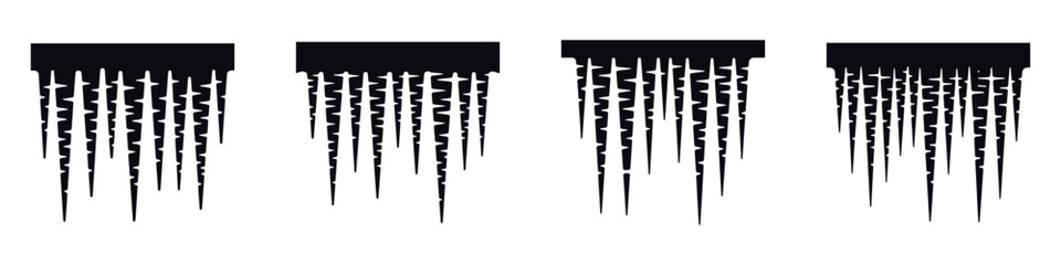 Christmas Icicles Silhouette Vector Illustration – Winter Frozen Dripping Decoration, Frost and Ice Ornament Design for Seasonal Holiday Art, Christmas Scene, and Winter Landscape