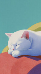 white cat on the beach illustration made with Generative AI