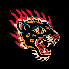 Feline head tattoo illustration made with Generative AI