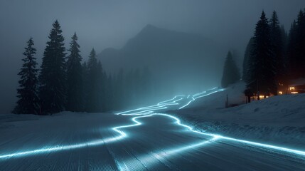 Night skiing illuminated trails winter wonderland scenic mountain resort destination snow adventure travel