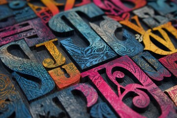Colorful decorative alphabet letters background texture art design and typography elements concept