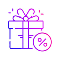 Obraz premium E-commerce icon representing a gift box with a ribbon and percentage sign for promotions and discounts