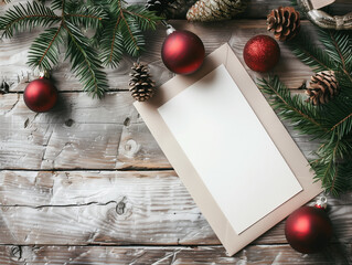 Fototapeta premium Christmas card mockup on festive background