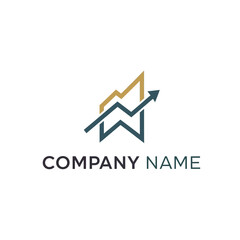 Modern Financial Growth Logo with Arrow and Chart Elements for Business Success.