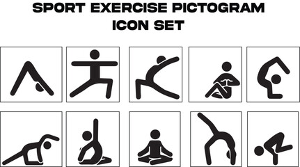 Sport exercise pictogram icon set