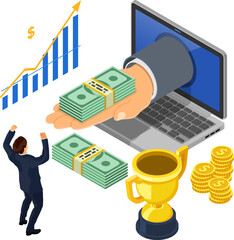 Internet Online Earnings Isometric Concept