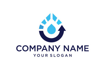 Modern Blue Water Drop Logo with Upward Arrow for Water Cycle and Sustainability