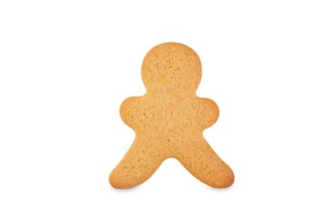 Blank gingerbread man for Christmas holidays on a white isolated background