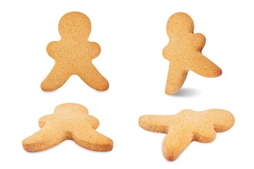 Blank gingerbread man for Christmas holidays on a white isolated background