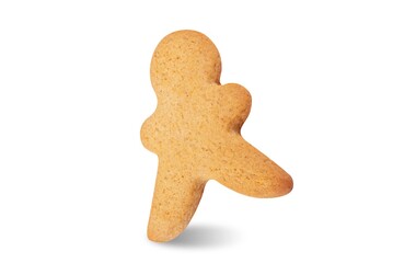 Blank gingerbread man for Christmas holidays on a white isolated background
