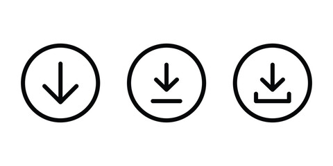 Arrow Down Icons. Minimalist Download Symbol Vector Set