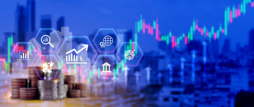 Finance Gdp growth strategy plan concept, finance and investment, Diversification management, Interest rate and dividend concept, returns tax profits