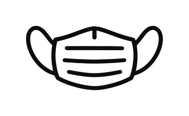 Simple Line Drawing of a Protective Face Mask Isolated on White Background