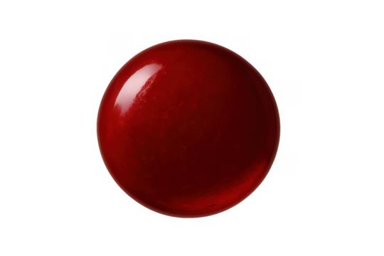 Red blood drop forming a perfect round circle, showing essential liquid for life and health, transparent background