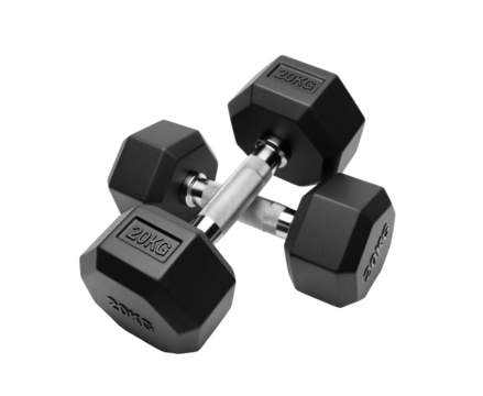Set of black hex dumbbells with ergonomic grip, optimized for outfitting gyms or sports centers, online fitness retail and strength routines about workout tutorials and home equipment orders